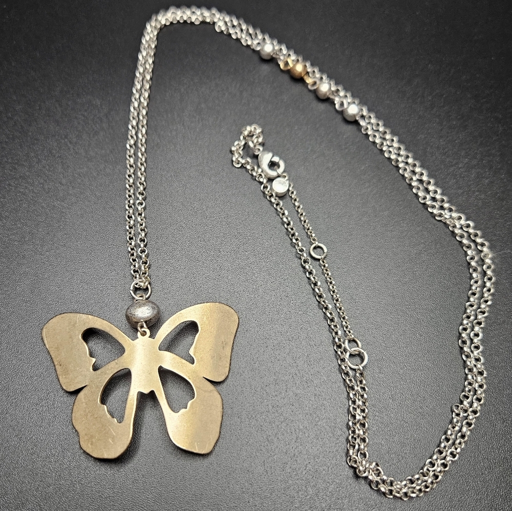 J.Jill Dancing Petals Butterfly Pendant Necklace Two-Tone - Picture 5 of 6